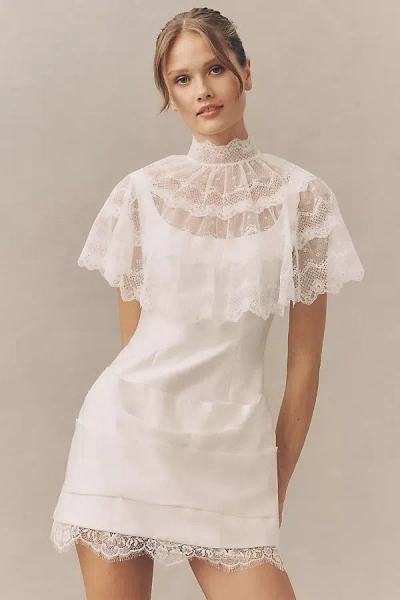 Geisha Designs Ruffle Mini Cape In White