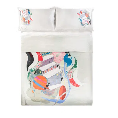 Gelso Milano Abstract Silk Duvet Cover In White