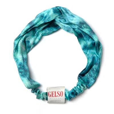 Gelso Milano Women's Blue Celestial 100% Silk Hairband In Green