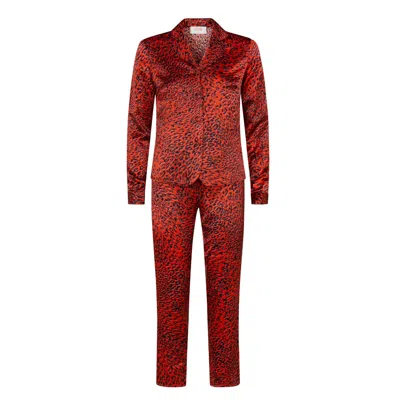 Gelso Milano Women's Red Animalier 100% Silk Pyjama Set