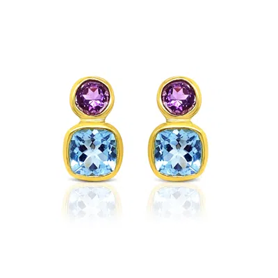 Gem Bazaar Jewellery Blue / Yellow / Gold Lady Maria Earrings In Blue Topaz And Amethyst