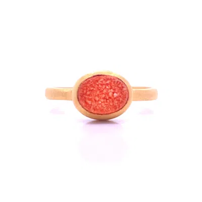 Gem Bazaar Jewellery Women's Balls Of Fire Stacking Ring In Orange Druzy