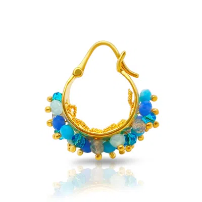 Gem Bazaar Jewellery Women's Blue Bejewelled Hoops