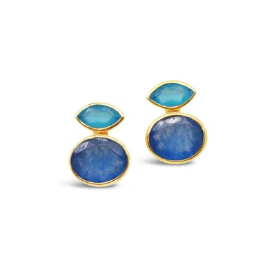 Gem Bazaar Jewellery Women's Blue / Gold Blue Eyes Earrings In Multi