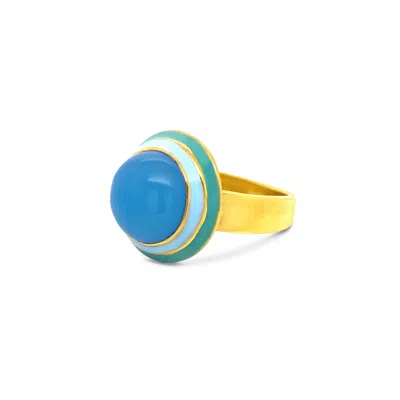 Gem Bazaar Jewellery Women's Blue / Gold Duomo Ring In Blue In Multi