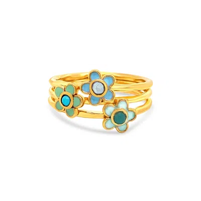 Gem Bazaar Jewellery Women's Blue / Gold / Green Fleury Three Band Ring