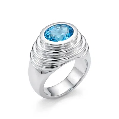 Gem Bazaar Jewellery Women's Blue / Silver The Versailles Blue Topaz Ring In Metallic
