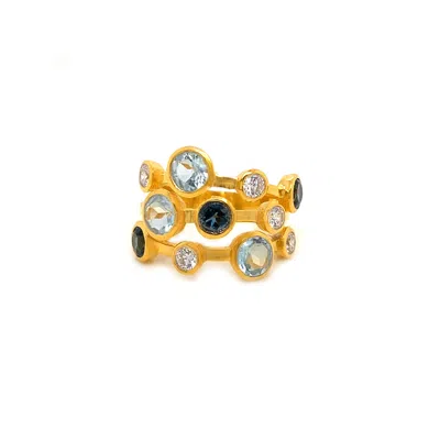 Gem Bazaar Jewellery Women's Blue / White / Gold Josephine Ring In Gold