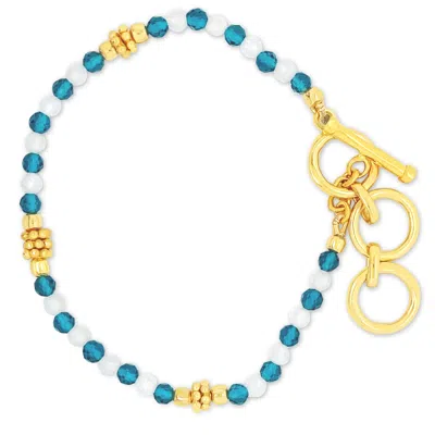 Gem Bazaar Jewellery Women's Blue / White / Gold Ocean Mist Bracelet In Multi