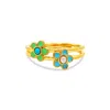 Gem Bazaar Jewellery Women's Blue / White / Green Fleury Double Band Ring