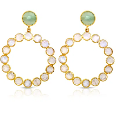 Gem Bazaar Jewellery Women's Blue / White Moonstone Circles In Multi