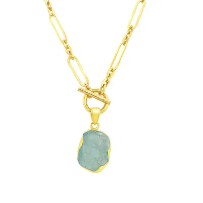 Gem Bazaar Jewellery Women's Gold / Blue Aquamarine Gold Pendant In Multi