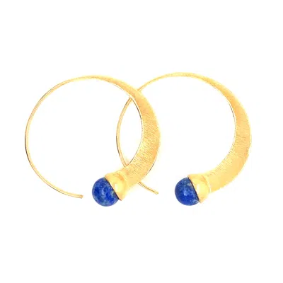 Gem Bazaar Jewellery Women's Gold / Blue Lapis Loop Earrings In Multi
