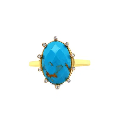 Gem Bazaar Jewellery Women's Gold / Blue Turquoise Crown Ring