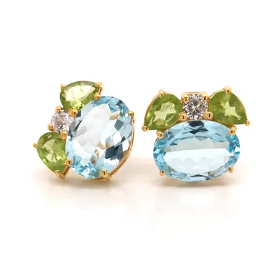 Gem Bazaar Jewellery Women's Gold / Green / Blue Belle Earrings In Multi