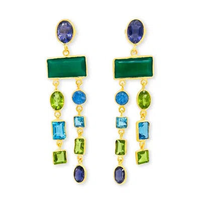 Gem Bazaar Jewellery Women's Gold / Green / Blue Cote D'azur In Gray