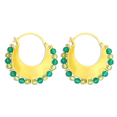 Gem Bazaar Jewellery Women's Gold / Green Sea Grass Earrings In Multi