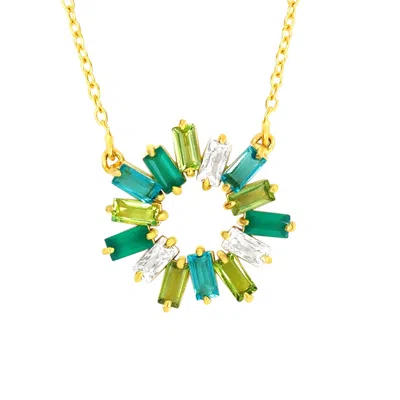 Gem Bazaar Jewellery Women's Gold / Green / White Kiara Pendant In Multi