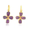 Gem Bazaar Jewellery Women's Gold / Pink / Purple Amethyst Cross Earrings