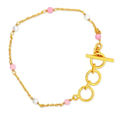 Gem Bazaar Jewellery Women's Gold / Pink / White Pink Sands Wristlet In Multi