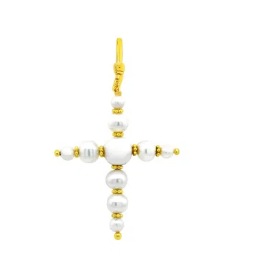 Gem Bazaar Jewellery Women's Gold / White St James Pearl Cross
