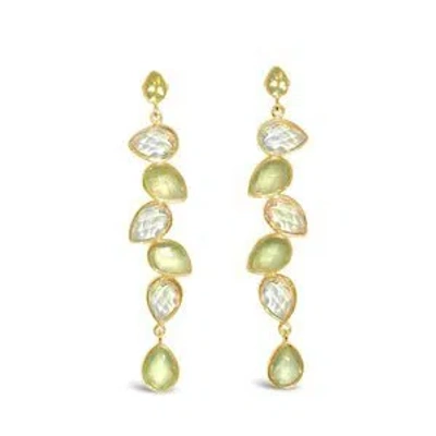 Gem Bazaar Jewellery Women's Green / Gold Stoned Earrings In Multi