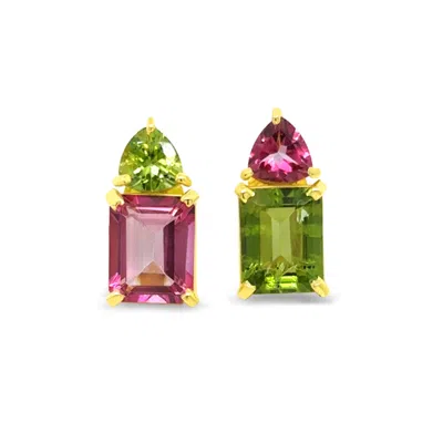 Gem Bazaar Jewellery Women's Green / Pink / Gold Lottie Earrings