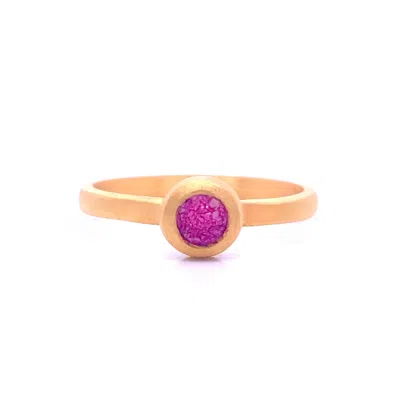 Gem Bazaar Jewellery Women's Pink / Purple Balls Of Fire Stacking Ring In Purple Druzy
