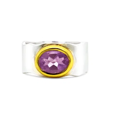 Gem Bazaar Jewellery Women's Purple / Silver Amethyst Band Ring In Multi