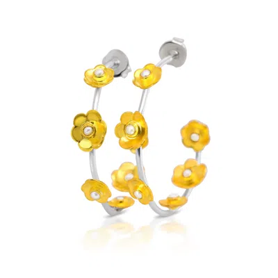 Gem Bazaar Jewellery Women's Silver Flower Hoops