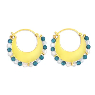 Gem Bazaar Jewellery Women's White / Gold / Blue Ocean Mist Earrings In Multi