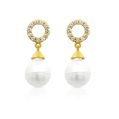 Gem Bazaar Jewellery Women's White / Gold Stardust Pearl Drops In Multi