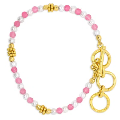 Gem Bazaar Jewellery Women's White / Pink / Gold Pink Sands Bracelet In Multi