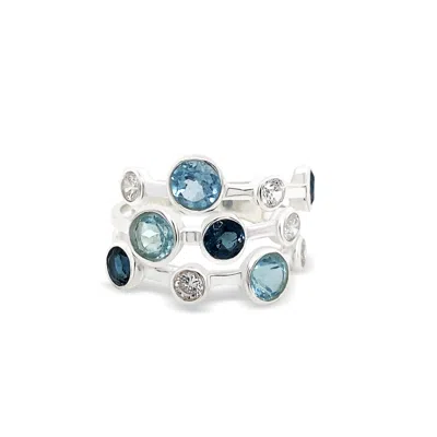 Gem Bazaar Jewellery Women's White / Silver / Blue Josephine Ring