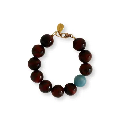 Gem Island Women's Gold / Blue / Brown Giada Bracelet