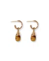 Gem Island Women's Gold / Brown Eye Of Tiger Rugia Earrings