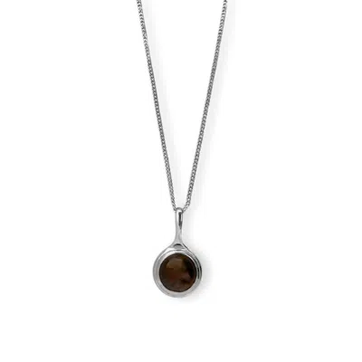 Gem Island Women's Gold / Brown Smoky Quartz Silver Necklace