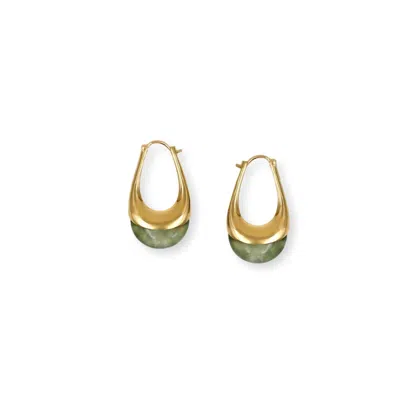 Gem Island Women's Gold / Green Small Prehnite Earrings