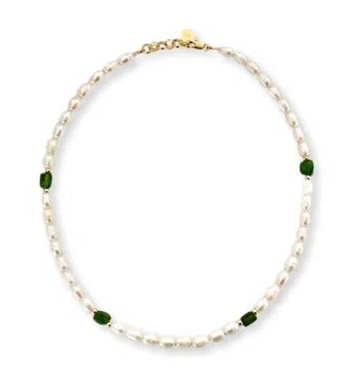 Gem Island Women's Gold / Green / White Georgia Necklace