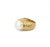 Gem Island Women's Gold / White Riviera Ring