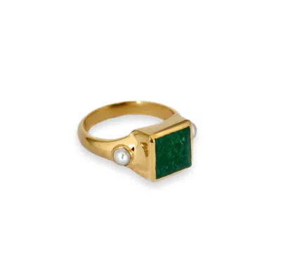 Gem Island Women's Green / White / Gold Erica Ring
