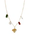 Gem Island Women's Green / White / Red Marla Necklace