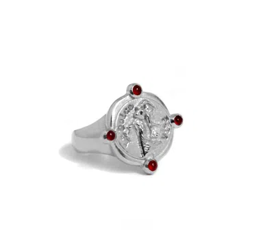 Gem Island Women's Red / Silver Silver Dolce Vita Ring