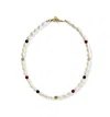 Gem Island Women's White / Brown / Red Billa Necklace