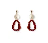 Gem Island Women's White / Red Sille Earrings