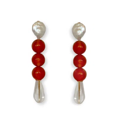 Gem Island Women's White / Red Solare Earrings