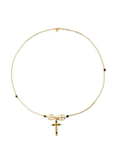 Gem Kingdom Agate Cross-pendant Necklace In Gold