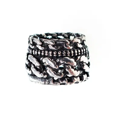 Gem Kingdom Black Back To The Future - Solid Stacked Sterling Silver Rings Men