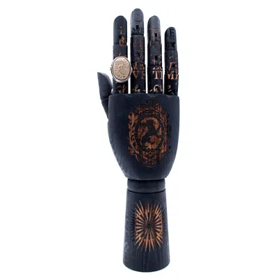 Gem Kingdom Black Wooden Display Hand Lion In Blue