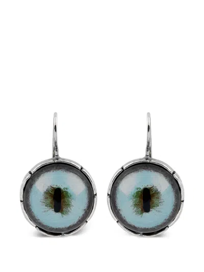 Gem Kingdom 蓝眼吊饰耳环 In Silver